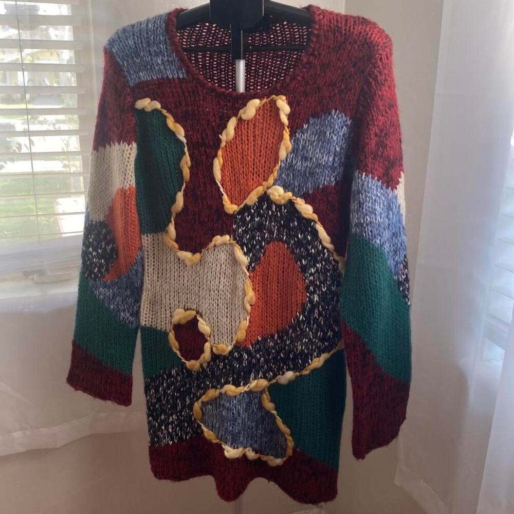 Mechant multicoloured abstract knitted sweater size Large